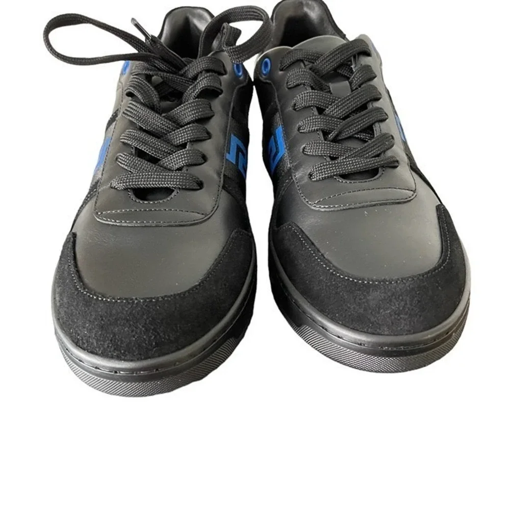 Versace La Greca Black/Blue Sneaker‎ Unisex Womens 1011938, sz 38.5
